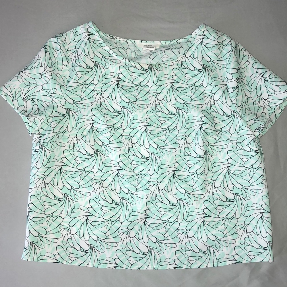 🌸Teal White Scalloped Open Back Crop Top
